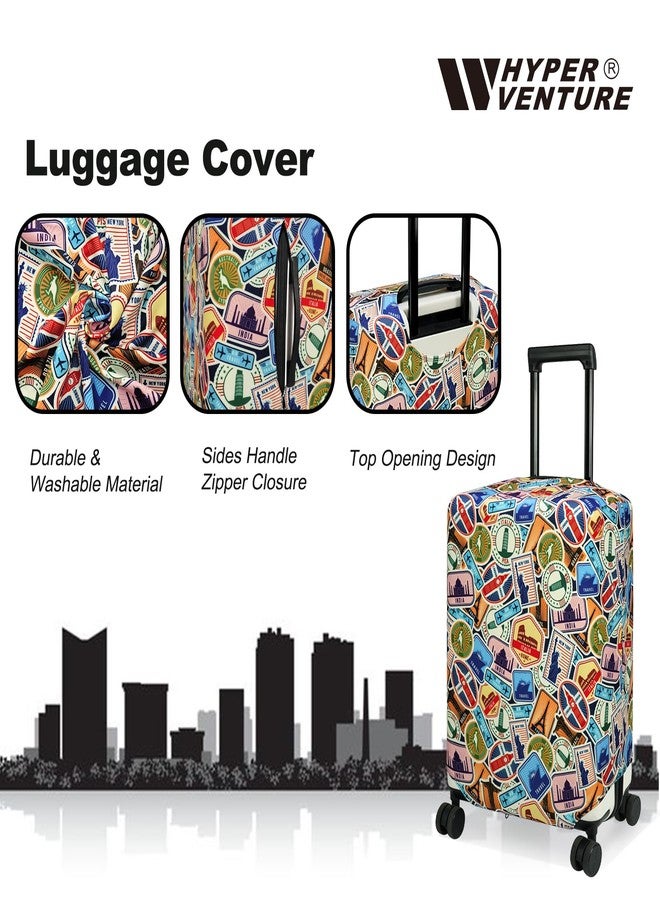 HYPER VENTURE Washable Luggage Cover - Fashion Suitcase Protector Fits 23-26 Inch Luggage (World Voyage, M) - Image 2